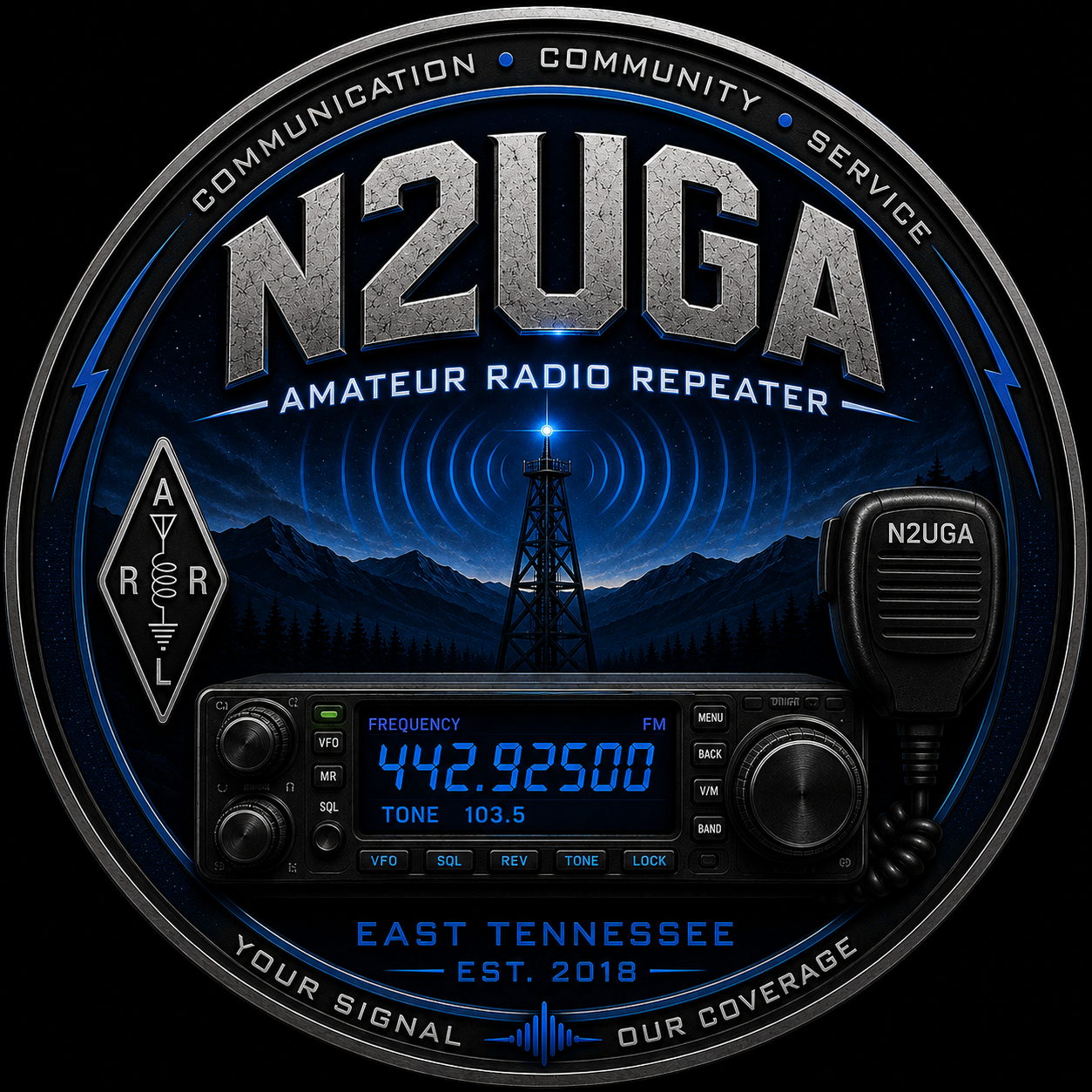 N2UGA amateur radio repeater logo